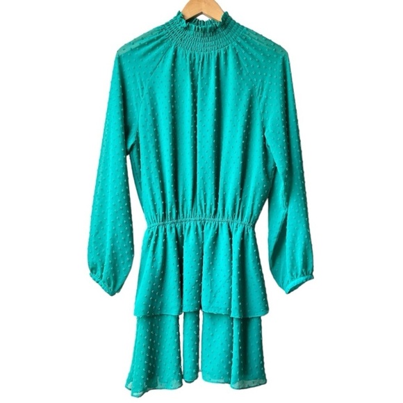 Yumi Kim Class Act Dress in Green Jewel Emerald Swiss Dot Sz L - Picture 6 of 15